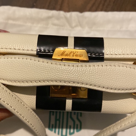 Brand New With Tags Mark Cross Mini Grace Striped Box Bag - Picture 5 of 7